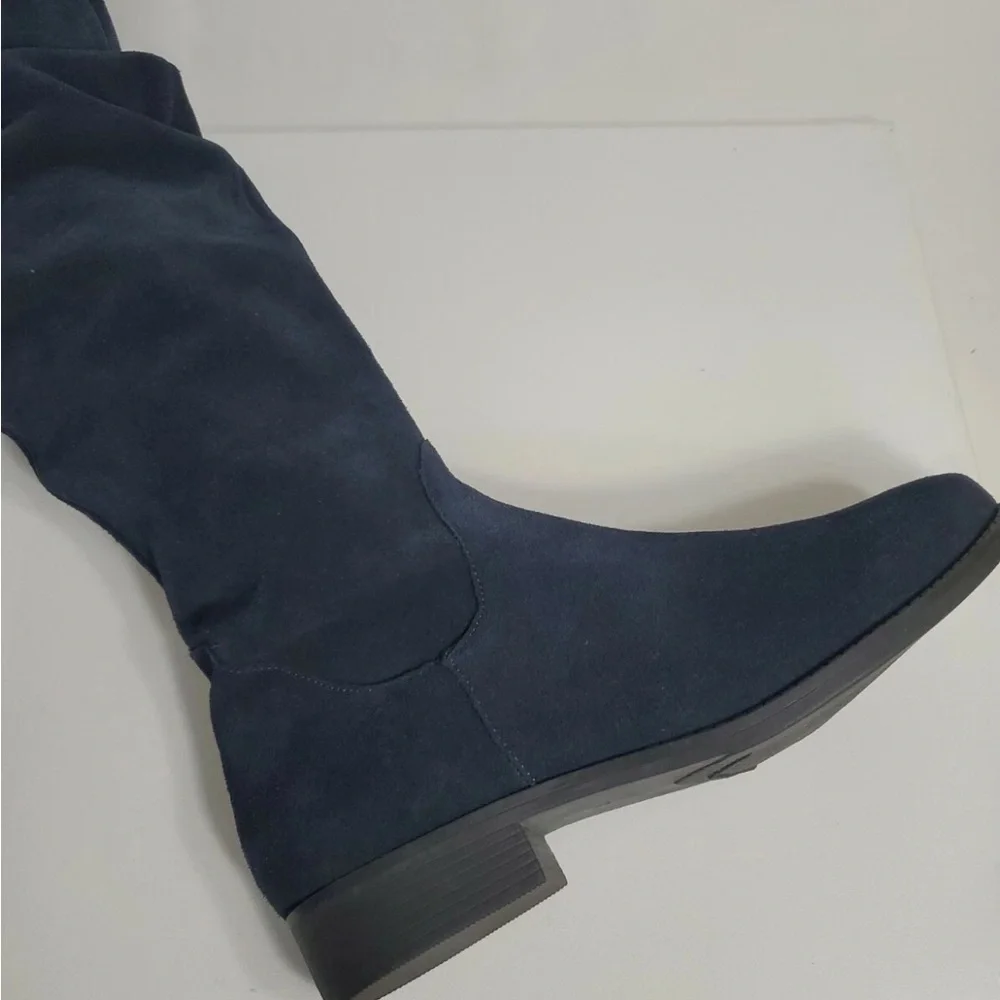 Matisse Camilla Navy Suede Tall Over The Knee Slouch Boots Lace Up 9W